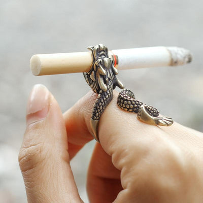 Leo - Dragon Shaped Cigarette Mouth Opening Verstellbarer Ring