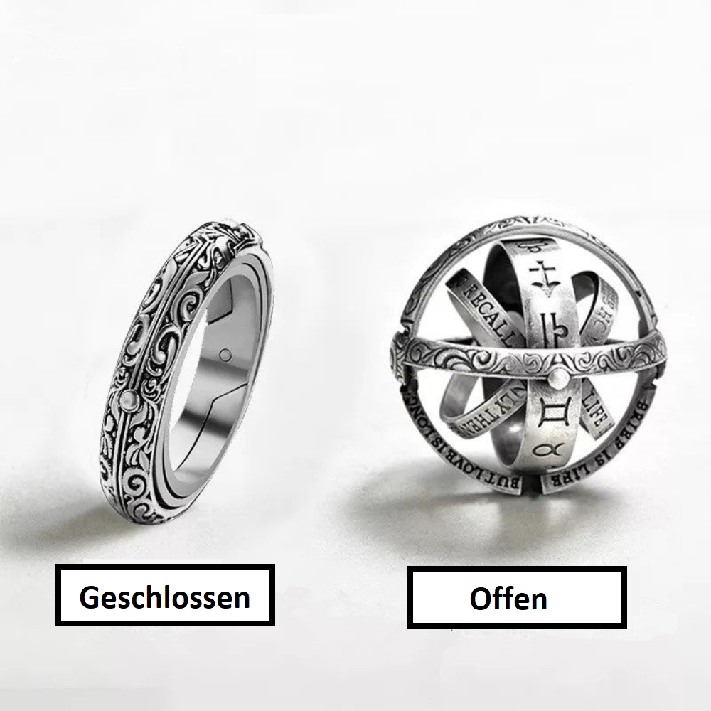 Silberring mit astronomischen Motiven