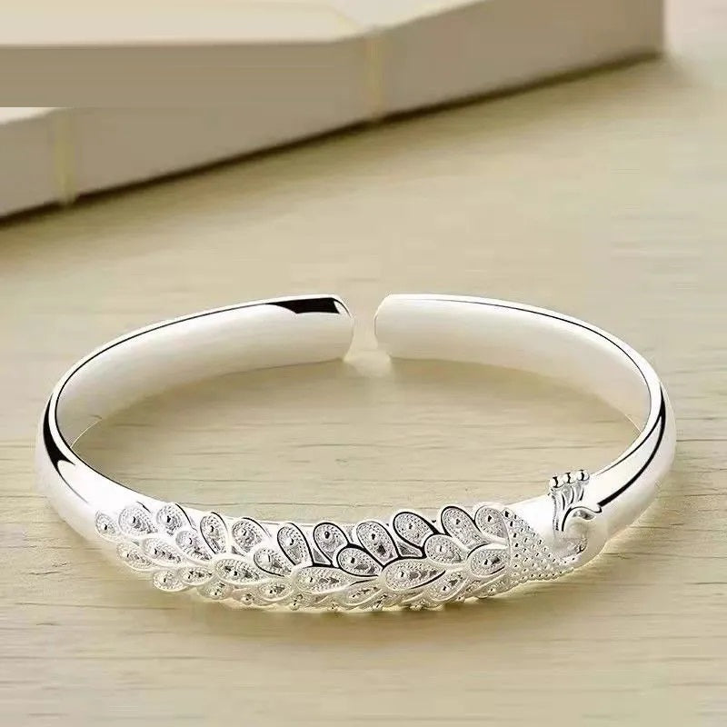 Sterling-Silber-Pfauen-Charme-Armband