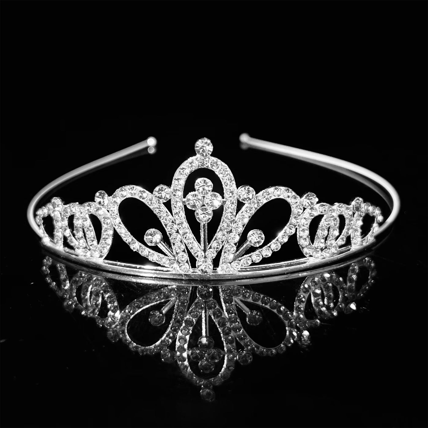 Mira - Strass Tiara, halbe Krone Prinzessin Stil