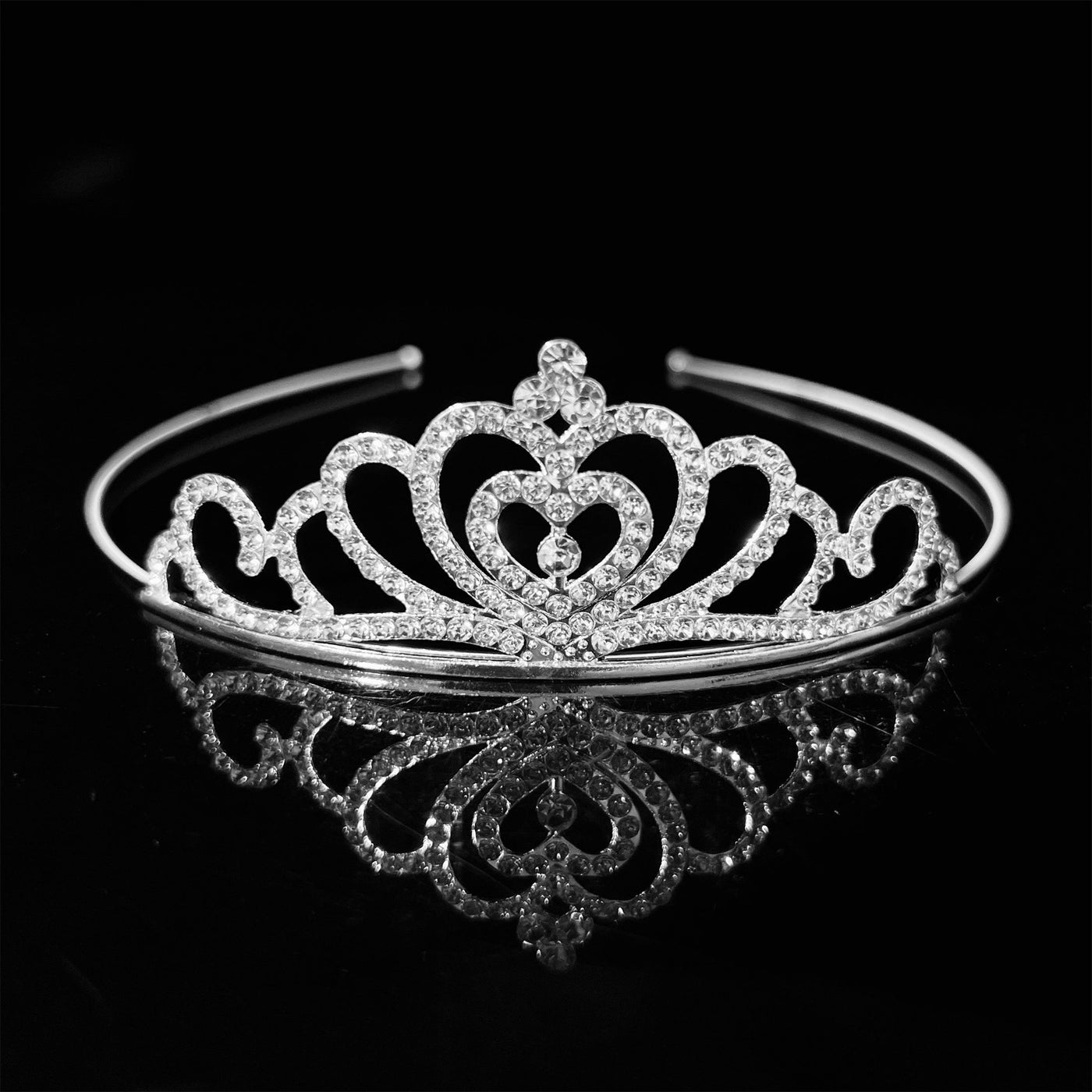 Mira - Strass Tiara, halbe Krone Prinzessin Stil