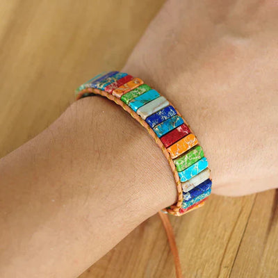 Mystic Journey – Armband mit tibetischen Regenbogen-Jaspis-Steinen