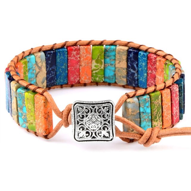 Mystic Journey – Armband mit tibetischen Regenbogen-Jaspis-Steinen