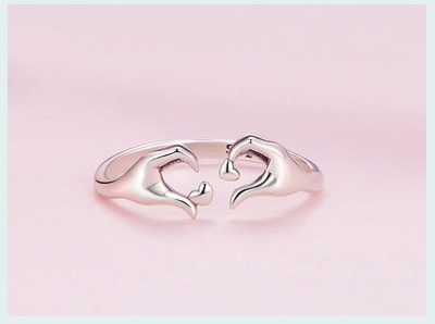 925 Sterling Liebe Umarmung Paar Ring