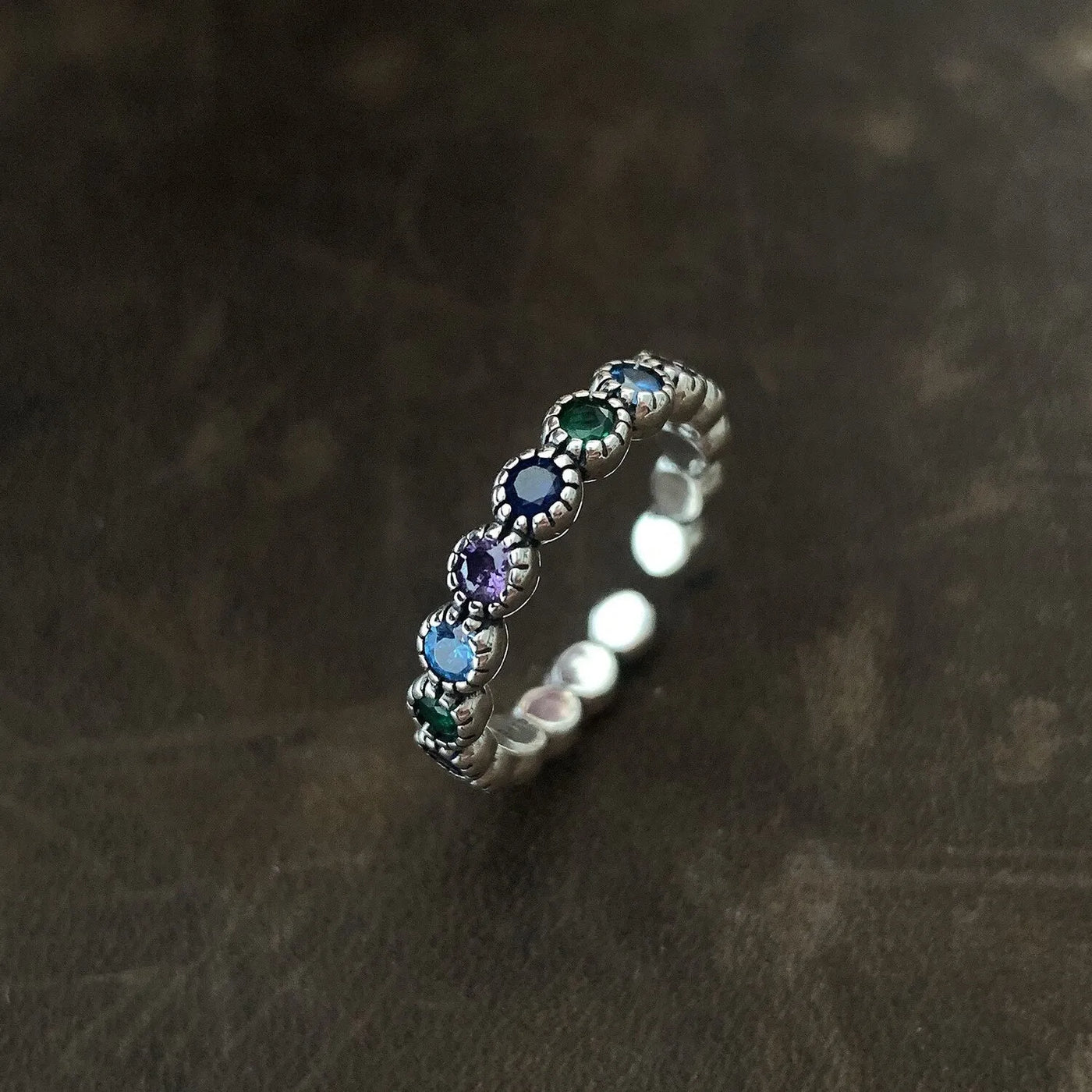 Silberner Blumenstein ring