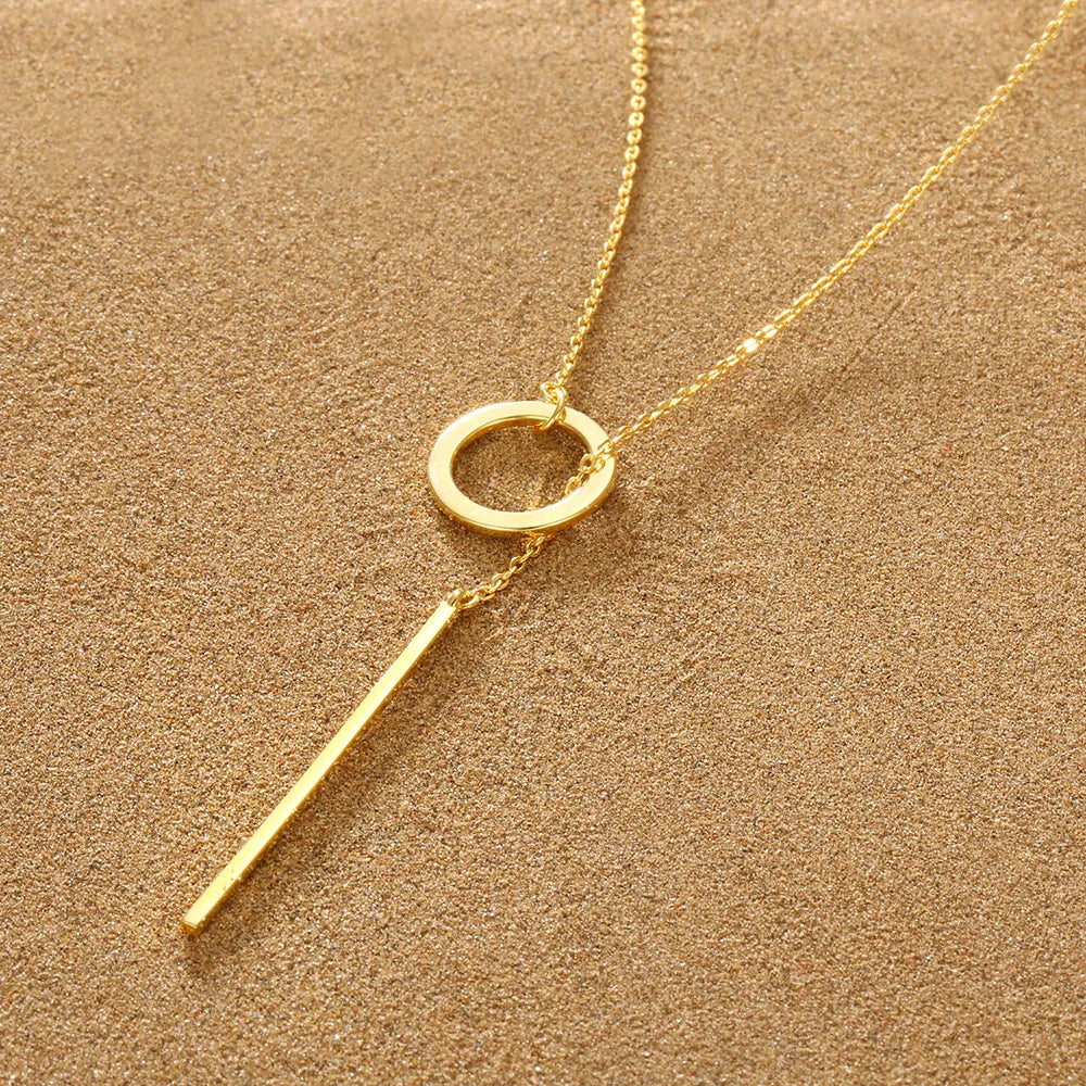 Gold Drop Bar Lariat-Halskette