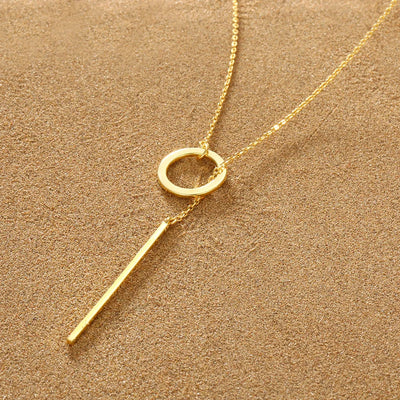 Gold Drop Bar Lariat-Halskette