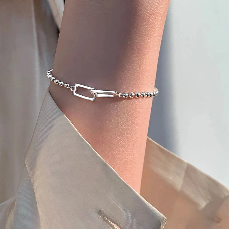 Gabby - Modernes Silberarmband mit geometrischem Anhänger