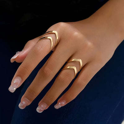 Nia - Goldener hohler mehrschichtiger Fingerring für Frauen