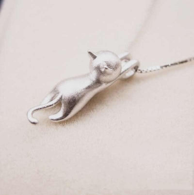 Katze Kette | 925 Silber Halskette mit Katzenanhänger