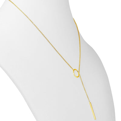 Gold Drop Bar Lariat-Halskette