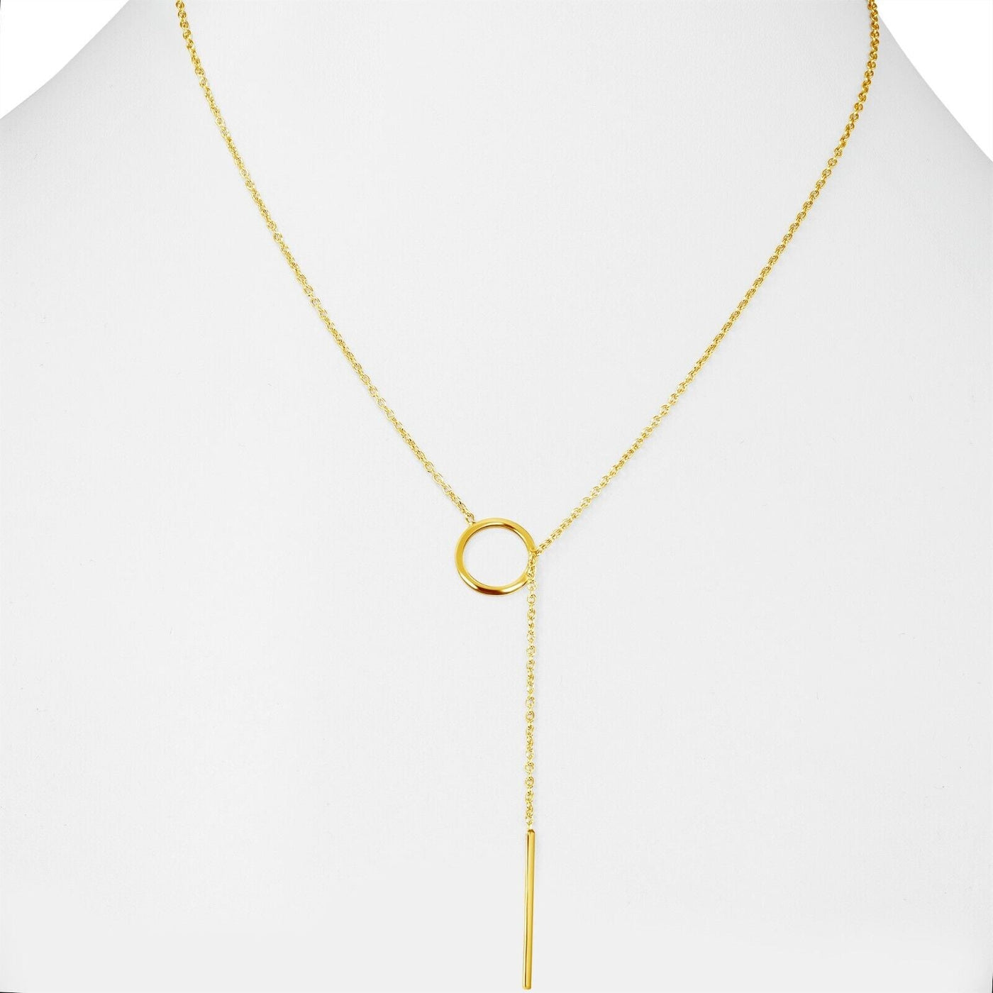 Gold Drop Bar Lariat-Halskette