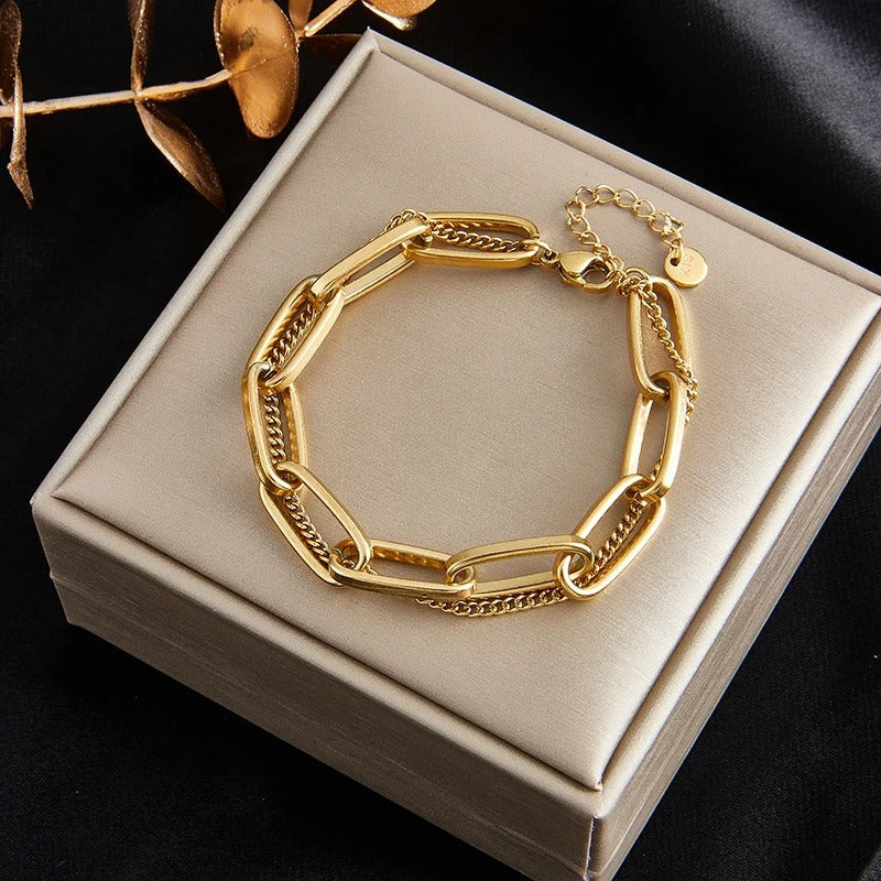 Eva - Trendy Goldene Gliederkette Armband