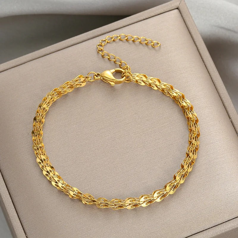 Eva - Trendy Goldene Gliederkette Armband